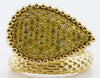 EXTRA LARGE .73CT FANCY YELLOW DIAMOND 18KT YELLOW GOLD CLUSTER PEAR SHAPE RING
