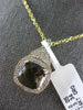 LARGE 3.39CT DIAMOND & AAA SMOKEY TOPAZ 14K YELLOW GOLD CUSHION FLOATING PENDANT