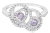 .63CT DIAMOND & AAA PINK QUARTZ 14KT WHITE GOLD 3D MULTI CIRCULAR LOVE KNOT RING
