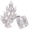 LARGE 3.30CT DIAMOND 18K WHITE GOLD MULTI SHAPE INVISIBLE SQUARE MULTI LEAF RING