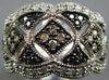 .76CT WHITE BLACK & MOCHA DIAMOND 14KT WHITE GOLD 3D SQUARE TRIANGULAR FUN RING