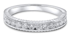 ESTATE .50CT DIAMOND 14K WHITE GOLD ROUND CHANNEL SEMI ETERNITY ANNIVERSARY RING
