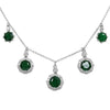 LARGE 6.7CT DIAMOND & AAA EMERALD 18KT WHITE GOLD 3D MULTI FLOWER LOVE NECKLACE
