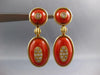 ANTIQUE EXTRA LARGE 1.20CT DIAMOND & AAA CORAL 18KT YELLOW GOLD EARRINGS #27217