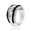 .85CT DIAMOND & BLACK ENAMEL 14KT WHITE GOLD ROUND & PRINCESS SQUARE UNISEX RING