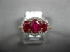 ESTATE 1.62CT DIAMOND & AAA OVAL CUT RUBY 14K ROSE GOLD 3 STONE ANNIVERSARY RING