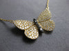 LARGE .52CT WHITE & BLACK DIAMOND 14KT YELLOW GOLD 3D BUTTERFLY LOVE NECKLACE