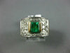 ANTIQUE WIDE 1.25CT DIAMOND & AAA EMERALD 14KT 2 TONE GOLD ENGAGEMENT RING #2008