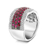 LARGE 1.94CT DIAMOND & AAA RUBY 14KT WHITE GOLD 3D MULTI ROW ANNIVERSARY RING