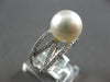 ESTATE WIDE .58CT DIAMOND & AAA SOUTH SEA PEARL 14K WHITE GOLD V SHAPE LOVE RING