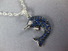 ESTATE .73CT DIAMOND & AAA SAPPHIRE 18KT WHITE GOLD 3D HAPPY DOLPHIN PENDANT