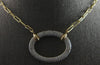 LARGE 1.17CT DIAMOND 14KT YELLOW GOLD CLASSIC OPEN OVAL MULTI ROW LOVE NECKLACE