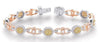 3.93CT WHITE & FANCY YELLOW DIAMOND 14K TRI COLOR GOLD 3D CHAMSA TENNIS BRACELET
