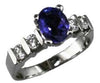 ESTATE 1.9CT DIAMOND & AAA TANZANITE 14K WHITE GOLD OVAL & ROUND ENGAGEMENT RING
