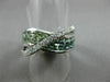 ESTATE WIDE 2.97CT DIAMOND & GREEN AMETHYST 14KT WHITE GOLD X RAINBOW LOVE RING