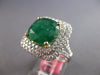 EXTRA LARGE 7.75CT DIAMOND & AAA EMERALD 18K 2 TONE GOLD CUSHION ENGAGEMENT RING