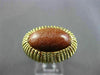 ANTIQUE WIDE & LARGE AAA GOLDSTONE 14KT YELLOW GOLD 3D SOLITAIRE FUN RING #24322
