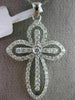 ESTATE LARGE 1.15CT DIAMOND 18KT WHITE GOLD 3D FLOWER CROSS FLOATING PENDADNT