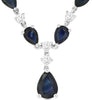 12.90CT DIAMOND & AAA SAPPHIRE 14KT WHITE GOLD PEAR SHAPE & ROUND LOVE NECKLACE