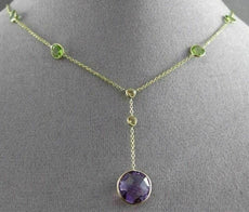 ANTIQUE 7.30CTW AAA MULTI COLOR GEM BY THE YARD 14KT YELLOW GOLD LARIAT NECKLACE