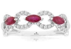 .75CT DIAMOND & AAA RUBY 14KT WHITE GOLD 3D MARQUISE & ROUND LOVE KNOT FUN RING