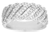 WIDE 1.06CT DIAMOND 14K WHITE GOLD 3D ROUND & BAGUETTE DIAGONAL ANNIVERSARY RING