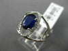 ESTATE 1.53CT DIAMOND & AAA SAPPHIRE 14K WHITE GOLD 3D OVAL HALO ENGAGEMENT RING