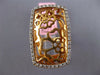 ESTATE LARGE .38CT DIAMOND 14K ROSE GOLD 3D FLOWER FILIGREE RECTANGULAR FUN RING