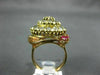 ANTIQUE LARGE 1.40CT DIAMOND & AAA RUBY 14KT TWO TONE GOLD COCKTAIL RING #23391