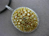 LARGE 2.66CT WHITE & INTENSE YELLOW DIAMOND 18K 2 TONE GOLD 3D DOME OVAL PENDANT