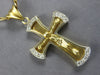 ESTATE LARGE .40CT DIAMOND 14KT YELLOW GOLD 3D CRUCIFIX CROSS MENS NECKLACE