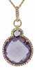 ESTATE 7.14CT DIAMOND & AAA AMETHYST 14KT ROSE GOLD ROUND HALO FLOATING PENDANT