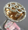WIDE .38CT DIAMOND 14KT WHITE & ROSE GOLD ROUND FILIGREE WEB CIRCULAR FUN RING