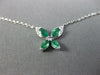 ESTATE .38CT DIAMOND & AAA EMERALD 14KT WHITE GOLD 3D BUTTERFLY LOVE NECKLACE