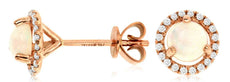 .76CT DIAMOND & AAA OPAL 14KT ROSE GOLD ROUND CLASSIC HALO MARTINI STUD EARRINGS