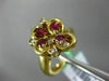 ESTATE LARGE .46CT DIAMOND & AAA RUBY 18K YELLOW GOLD 3D FLOWER ANNIVERSARY RING