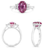 3.47CT DIAMOND & AAA PINK SAPPHIRE PLATINUM 3D OVAL & TRAPEZOID 3 STONE RING