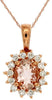 .95CT DIAMOND & AAA MORGANITE 14KT ROSE GOLD 3D FLOWER PRINCESS DIANA PENDANT