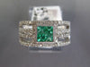 WIDE .89CT DIAMOND AAA EMERALD 14KT WHITE GOLD ROUND & PRINCESS ANNIVERSARY RING