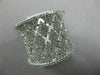 ESTATE LARGE 1.33CT DIAMOND 14K WHITE GOLD 3D X OPEN FILIGREE CONCAVE FUN RING
