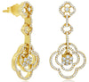 ESTATE 1.02CT DIAMOND 14KT YELLOW GOLD 3D MULTI FLOWER FUN HANGING EARRINGS