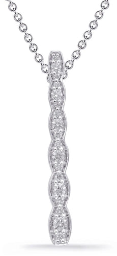 .19CT DIAMOND 14KT WHITE GOLD PAST PRESENT FUTURE 3 STONE BAR FLOATING PENDANT