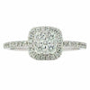 ESTATE .49CT DIAMOND 18K WHITE GOLD 3D CLUSTER SQUARE SEMI ETERNITY PROMISE RING