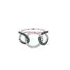 ESTATE .45CT DIAMOND & AAA EMERALD 18KT WHITE GOLD CIRCULAR LOVE KNOT FUN RING