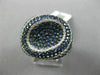 ESTATE WIDE 2.56CT DIAMOND & AAA SAPPHIRE 14K WHITE GOLD 3D OVAL MICRO PAVE RING