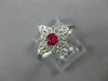 ESTATE LARGE .61CT DIAMOND & AAA RUBY 14KT WHITE GOLD CLASSIC SQUARE FLOWER RING