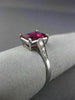 WIDE 1.29CT DIAMOND & AAA RUBY 18KT WHITE GOLD EMERALD CUT SOLITAIRE RING #27636