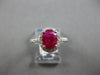ESTATE 1.76CT DIAMOND & AAA RUBY 14K WHITE GOLD 3D OVAL & ROUND ENGAGEMENT RING