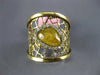 ESTATE LARGE 1.77 DIAMOND & AAA YELLOW SAPPHIRE 14KT YELLOW GOLD 3D WEB FUN RING