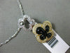 ESTATE .23CT DIAMOND & ONYX 14KT TWO TONE GOLD 3D DOUBLE FLOWER FLOATING PENDANT
